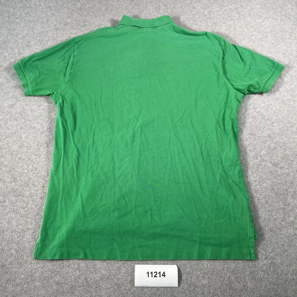 Vintage Polo Ralph Lauren Polo Shirt Mens L Green Cotton Pony Logo Side Slit